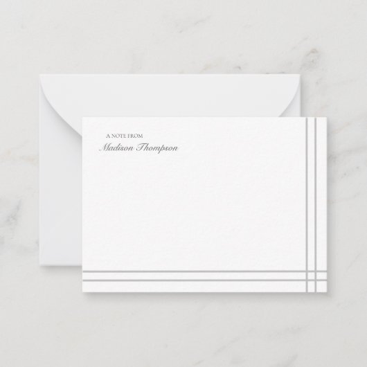 Minimalistisches Script, grau, weiß, 2 Seiten, Dop Mitteilungskarte (Vorderseite)