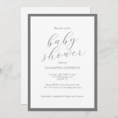 Minimalistisches Script Gray Baby Dusche Einladung (Vorne/Hinten)