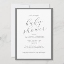 Minimalistisches Script Gray Baby Dusche