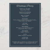 Minimalistisches Script Gunmetal Blue Wedding Programm (Rückseite)