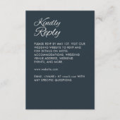 Minimalistisches Script Gunmetal Blue Wedding RSVP Karte (Vorderseite)