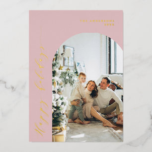 Minimalistisches Script Happy Holidays Foto Dusty Folien Feiertagskarte