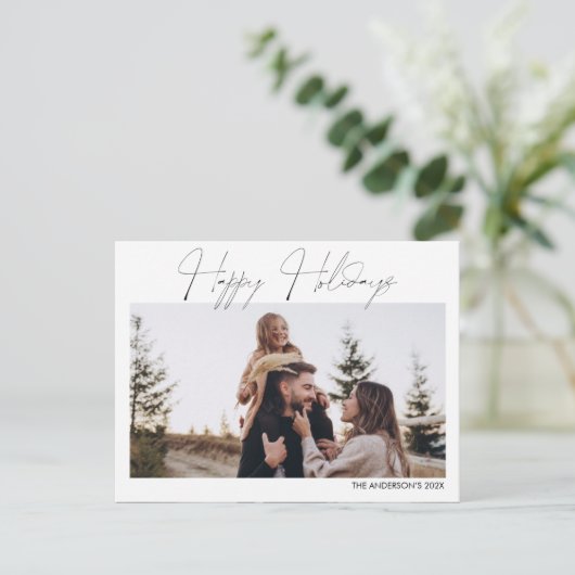 Minimalistisches Script Happy Holidays Weihnachten (Stehend Vorderseite)