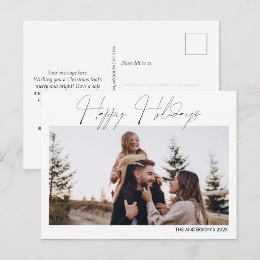 Minimalistisches Script Happy Holidays Weihnachten (Vorne/Hinten)