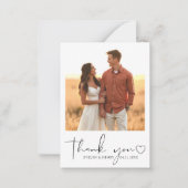 Minimalistisches Script Heart Foto Mini Vielen Dan Mitteilungskarte (Vorderseite)