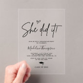 Minimalistisches Script Heart Sie tat es Abschluss Acryleinladungen (Insitu (Handheld))