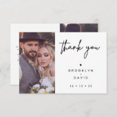 Minimalistisches Script Heart Wedding Dankeschön K Einladung (Vorne/Hinten)