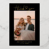 Minimalistisches Script Heart Wedding Foto Card Folieneinladung (Vorderseite)
