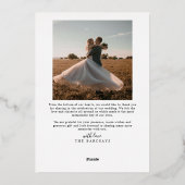 Minimalistisches Script Heart Wedding Foto Card Folieneinladung (Rückseite)
