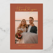Minimalistisches Script Heart Wedding Foto Card Folieneinladung (Vorderseite)