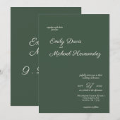 Minimalistisches Script Highland Moss Green Einlad Einladung (Vorne/Hinten)