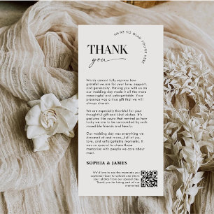 Minimalistisches Script Hochzeit Danke Karte QR Co