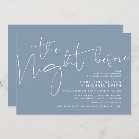 Minimalistisches Script Hochzeit Probe Dinner Einladung (Vorne/Hinten)