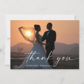 Minimalistisches Script-Hochzeitsskript-Foto Danke (Vorderseite)