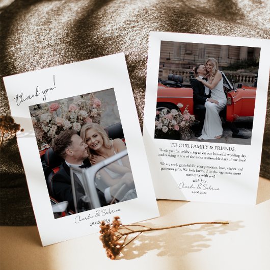 Minimalistisches Script-Hochzeitsskript-Foto Danke