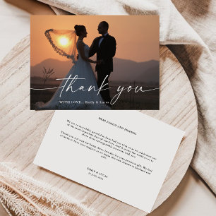 Minimalistisches Script-Hochzeitsskript-Foto Danke