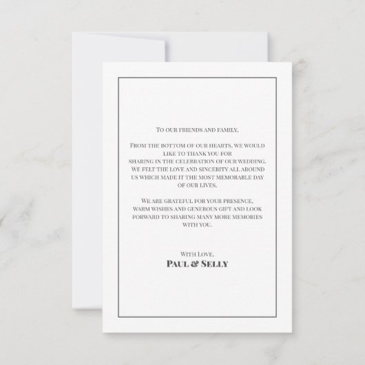 Minimalistisches Script-Hochzeitsskript-Foto Danke (Rückseite)