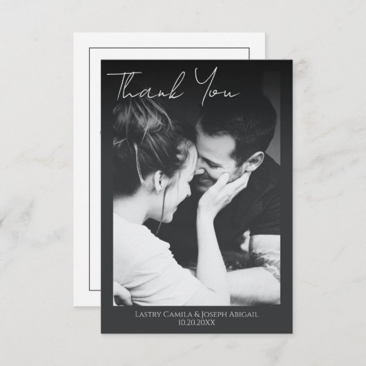 Minimalistisches Script-Hochzeitsskript-Foto Danke (Vorne/Hinten)