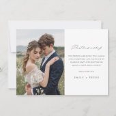 Minimalistisches Script-Hochzeitsskripte-Foto Dankeskarte (Rückseite)