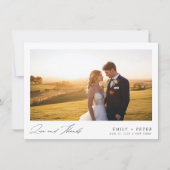 Minimalistisches Script-Hochzeitsskripte-Foto Dankeskarte (Vorderseite)