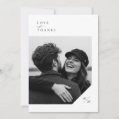 Minimalistisches Script-Hochzeitsszenario-Foto Dankeskarte (Vorderseite)