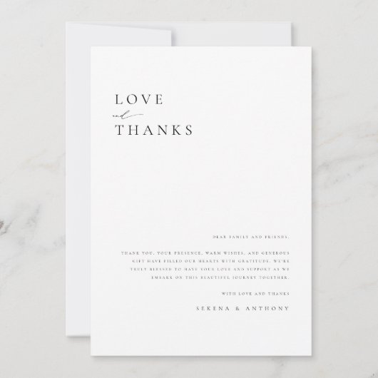 Minimalistisches Script-Hochzeitsszenario-Foto Dankeskarte (Rückseite)