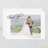 Minimalistisches Script-Hochzeitsszenario-Foto Dankeskarte (Vorne/Hinten)