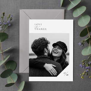 Minimalistisches Script-Hochzeitsszenario-Foto Dankeskarte