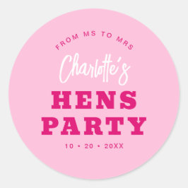 Minimalistisches Script Hot Pink Moderne Hühner Pa Runder Aufkleber