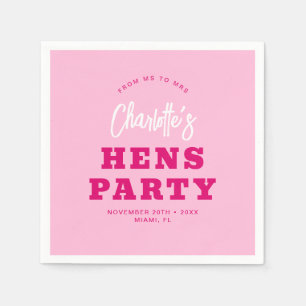 Minimalistisches Script Hot Pink Moderne Hühner Pa Serviette