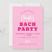 Minimalistisches Script Hot Pink Modernes Bach-Par Einladung (Vorderseite)