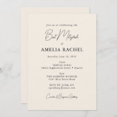 Minimalistisches Script Ivory Cream Modern Bat Mit Einladung (Vorne/Hinten)