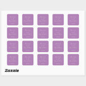 Minimalistisches Script-Lavender-Hochzeit Quadratischer Aufkleber (Blatt)
