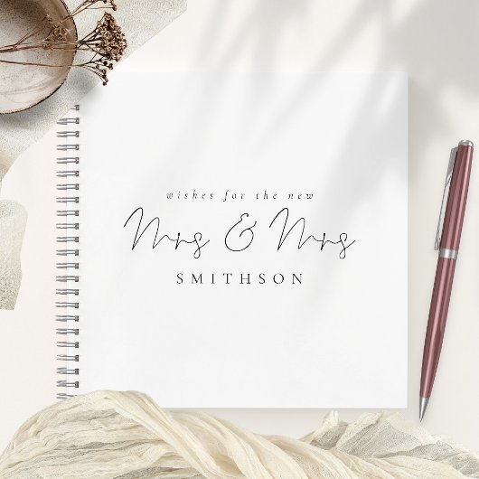 Minimalistisches Script Lesbian Wedding Guest Book Notizblock
