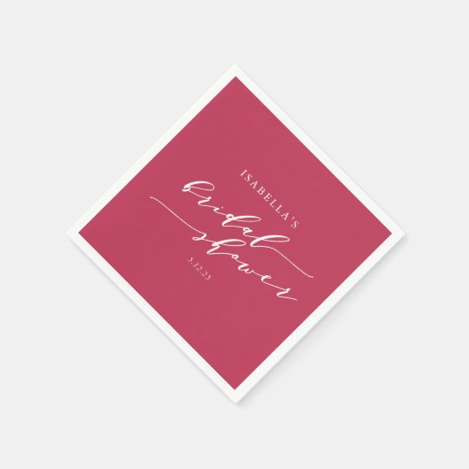 Minimalistisches Script Letters Magenta Brautparty Serviette (Ecke)