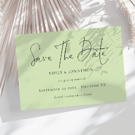 Minimalistisches Script Limon Creme Green Save the Save The Date