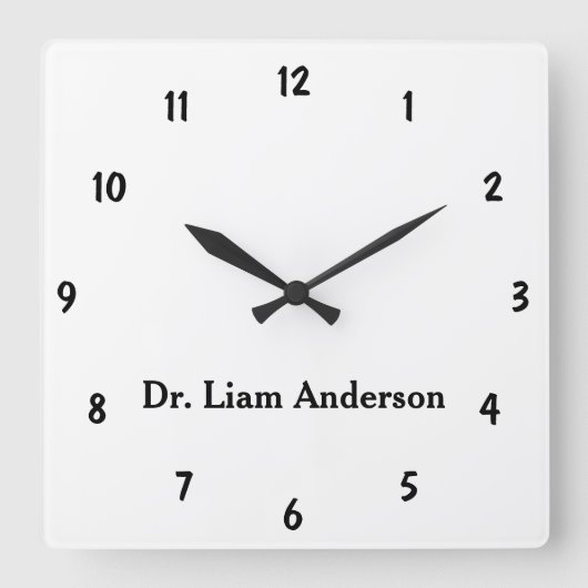 Minimalistisches Script Lovely 3d Monogram Quadratische Wanduhr (Vorderseite)