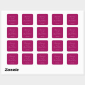 Minimalistisches Script Magenta Wedding Quadratischer Aufkleber (Blatt)