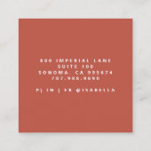 Minimalistisches Script Makeup Artist Burnt Orange Quadratische Visitenkarte (Rückseite)