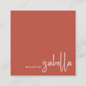 Minimalistisches Script Makeup Artist Burnt Orange Quadratische Visitenkarte (Vorderseite)