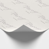 Minimalistisches Script Merry Cream White Holiday Geschenkpapier (Ecke)