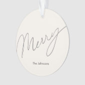 Minimalistisches Script Merry Cream White Holiday Ornament (Vorderseite)