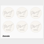 Minimalistisches Script Merry Cream White Holiday Runder Aufkleber (Blatt)