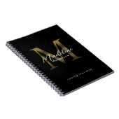 Minimalistisches Script-Metallic-Black-Gold-Monogr Notizblock (Rechte Seite)