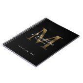 Minimalistisches Script-Metallic-Black-Gold-Monogr Notizblock (Linke Seite)
