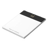 Minimalistisches Script-Metallic-Black-Gold-Monogr Notizblock (Rotiert)