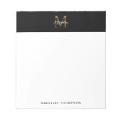 Minimalistisches Script-Metallic-Black-Gold-Monogr Notizblock (Vorderseite)