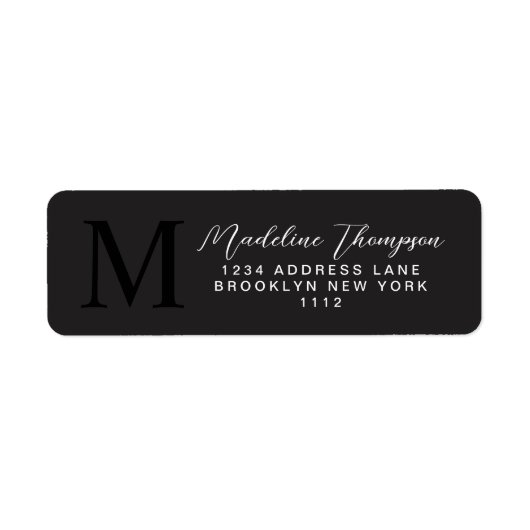 Minimalistisches Script Modern Black Monogram Addr (Vorne)