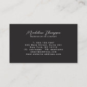 Minimalistisches Script Modern Black Monogram Visitenkarte (Rückseite)