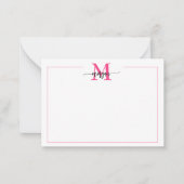 Minimalistisches Script Monogram Border Hot Pink B Mitteilungskarte (Vorderseite)